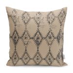 - K11603-Gorsel - Realhomes RealHomes Kahverengi Zeminde Kilim Motifli Dokuma Desenli Dijital Baskılı Yastık Kırlent Kılıfı Realhomes