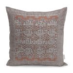 - K11606-Gorsel - Realhomes RealHomes Kahverengi Zeminde Antik Motifli Dokuma Desenli Dijital Baskılı Yastık Kırlent Kılıfı Realhomes