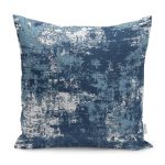 RealHomes Mavi - Beyaz Zeminde Eskitme Motifli Dokuma Halı Desenli Dijital Baskılı Yastık Kırlent Kılıfı Realhomes