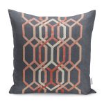 - K11614-Gorsel - Realhomes RealHomes Kremit - Gri Zeminde Geometrik Motifli Örgü Desenli Dijital Baskılı Yastık Kırlent Kılıfı Realhomes