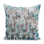 - K11615-Gorsel - Realhomes RealHomes Mavi - Kırmızı Zeminde Kanvas Motifli Geometrik Desenli Dijital Baskılı Yastık Kırlent Kılıfı Realhomes