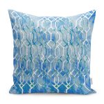 - K11617-Gorsel - Realhomes RealHomes Mavi Zeminde Kanvas Motifli Geometrik Desenli Dijital Baskılı Yastık Kırlent Kılıfı Realhomes