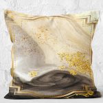 - K11619-Gorsel-2 - Realhomes RealHomes Gold Zeminde Çerçeveli Motifli Mermer Desenli Dijital Baskılı Yastık Kırlent Kılıfı Realhomes