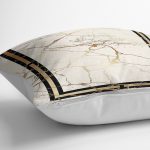 - K11620-Gorsel-3 - Realhomes RealHomes Gold - Krem Zeminde Çerçeveli Motifli Mermer Desenli Dijital Baskılı Yastık Kırlent Kılıfı Realhomes