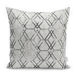 RealHomes Siyah - Gri Zeminde Geometrik Motifli Kilim Desenli Dijital Baskılı Yastık Kırlent Kılıfı Realhomes