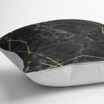 - K11636-Gorsel-3 - Realhomes RealHomes Siyah - Gold Zeminde Çerçeveli Motifli Mermer Desenli Dijital Baskılı Yastık Kırlent Kılıfı Realhomes