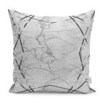 - K11637-Gorsel - Realhomes RealHomes Gri - Siyah Zeminde Çerçeveli Motifli Mermer Desenli Dijital Baskılı Yastık Kırlent Kılıfı Realhomes