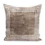 - K11640-Gorsel - Realhomes RealHomes Kahverengi - Beyaz Zeminde Çerçeveli Motifli Dokuma Desenli Dijital Baskılı Yastık Kırlent Kılıfı Realhomes