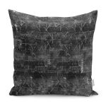 RealHomes Siyah Zeminde Örme Motifli Eskitme Desenli Dijital Baskılı Yastık Kırlent Kılıfı Realhomes