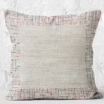 RealHomes Çok Renkli - Krem Zeminde Çerçeveli Motifli Örgü Desenli Dijital Baskılı Yastık Kırlent Kılıfı Realhomes