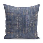 - K11648-Gorsel - Realhomes RealHomes Mavi Zeminde Kilim Motifli Hereke Desenli Dijital Baskılı Yastık Kırlent Kılıfı Realhomes