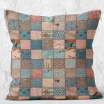 - K11649-Gorsel-2 - Realhomes RealHomes Otantik Patchwork Motifli Geleneksel Desenli Dijital Baskılı Yastık Kırlent Kılıfı Realhomes