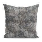 RealHomes Gri Zeminde Eskitme Motifli Antik Desenli Dijital Baskılı Yastık Kırlent Kılıfı Realhomes