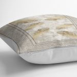 RealHomes Gold - Krem Zeminde Çerçeveli Motifli Çiçek Desenli Dijital Baskılı Yastık Kırlent Kılıfı Realhomes