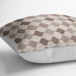 RealHomes Kahverengi - Bej Zeminde Morrocan Motifli Etnik Desenli Dijital Baskılı Yastık Kırlent Kılıfı Realhomes