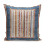 - K11664-Gorsel - Realhomes RealHomes Mavi Zeminde Kilim Motifli Dokuma Desenli Dijital Baskılı Yastık Kırlent Kılıfı Realhomes