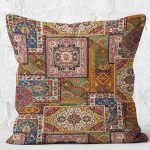 - K11667-Gorsel-2 - Realhomes RealHomes Otantik Temalı Geleneksel Motifli Patchwork Desenli Dijital Baskılı Yastık Kırlent Kılıfı Realhomes