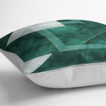 - K11669-Gorsel-3 - Realhomes RealHomes Yeşil Zeminde Dokuma Halı Motifli Geometrik Desenli Dijital Baskılı Yastık Kırlent Kılıfı Realhomes