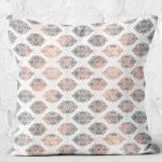 RealHomes Krem Zeminde Etnik Motifli Geometrik Desenli Dijital Baskılı Yastık Kırlent Kılıfı Realhomes