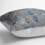 - K11677-Gorsel-3 - Realhomes RealHomes Gold - Mavi Zeminde Kanvas Motifli Etnik Desenli Dijital Baskılı Yastık Kırlent Kılıfı Realhomes