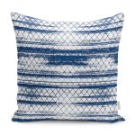 - K11682-Gorsel - Realhomes RealHomes Mavi - Beyaz Zeminde Baklava Motifli Eskitme Desenli Dijital Baskılı Yastık Kırlent Kılıfı Realhomes