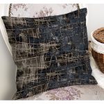 - K11683-Gorsel-1 - Realhomes RealHomes Kahverengi - Füme Zeminde Çizgili Antik Desenli Dijital Baskılı Yastık Kırlent Kılıfı Realhomes