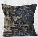 - K11683-Gorsel-2 - Realhomes RealHomes Kahverengi - Füme Zeminde Çizgili Antik Desenli Dijital Baskılı Yastık Kırlent Kılıfı Realhomes