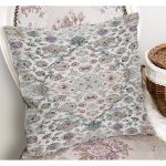 - K11687-Gorsel-1 - Realhomes RealHomes Krem Zeminde Dokuma Halı Motifli Eskitme Desenli Dijital Baskılı Yastık Kırlent Kılıfı Realhomes