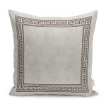 RealHomes Kahverengi - Bej Zeminde Çerçeveli Motifli Kilim Desenli Dijital Baskılı Yastık Kırlent Kılıfı Realhomes