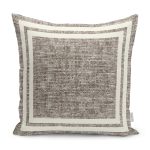 - K11695-Gorsel - Realhomes RealHomes Ekru Zeminde Çerçeveli Motifli Örme Desenli Dijital Baskılı Yastık Kırlent Kılıfı Realhomes