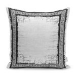 - K11698-Gorsel - Realhomes RealHomes Gri - Siyah Zeminde Çerçeveli Motifli Eskitme Desenli Dijital Baskılı Yastık Kırlent Kılıfı Realhomes