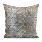 - K11699-Gorsel - Realhomes RealHomes Gri Zeminde Morrocan Motifli Kanvas Desenli Dijital Baskılı Yastık Kırlent Kılıfı Realhomes