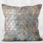 - K11699-Gorsel-2 - Realhomes RealHomes Gri Zeminde Morrocan Motifli Kanvas Desenli Dijital Baskılı Yastık Kırlent Kılıfı Realhomes