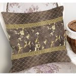 - K11700-Gorsel-1 - Realhomes RealHomes Kahverengi - Gold Zeminde Mermer Motifli Eskitme Desenli Dijital Baskılı Yastık Kırlent Kılıfı Realhomes
