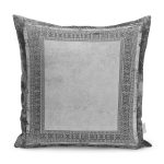 - K11702-Gorsel - Realhomes RealHomes Gri - Siyah Zeminde Çerçeveli Motifli Antik Desenli Dijital Baskılı Yastık Kırlent Kılıfı Realhomes