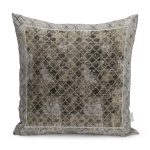 - K11709-Gorsel - Realhomes RealHomes Kahverengi - Gri Zeminde Çerçeveli Motifli Morrocan Desenli Dijital Baskılı Yastık Kırlent Kılıfı Realhomes