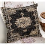 - K11716-Gorsel-1 - Realhomes RealHomes Siyah - Krem Zeminde Geleneksel Motifli Osmanlı Desenli Dijital Baskılı Yastık Kırlent Kılıfı Realhomes