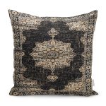 - K11716-Gorsel - Realhomes RealHomes Siyah - Krem Zeminde Geleneksel Motifli Osmanlı Desenli Dijital Baskılı Yastık Kırlent Kılıfı Realhomes