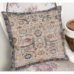 - K11718-Gorsel-1 - Realhomes RealHomes Ekru - Mavi Zeminde Otantik Motifli Osmanlı Desenli Dijital Baskılı Yastık Kırlent Kılıfı Realhomes