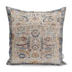 - K11718-Gorsel - Realhomes RealHomes Ekru - Mavi Zeminde Otantik Motifli Osmanlı Desenli Dijital Baskılı Yastık Kırlent Kılıfı Realhomes