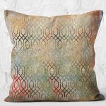 - K11720-Gorsel-2 - Realhomes RealHomes Antika Temalı Geometrik Motifli Eskitme Desenli Dijital Baskılı Yastık Kırlent Kılıfı Realhomes