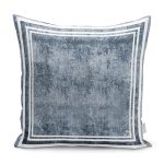 - K11721-Gorsel - Realhomes RealHomes Mavi - Beyaz Zeminde Çerçeveli Motifli Otantik Desenli Dijital Baskılı Yastık Kırlent Kılıfı Realhomes