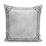 - K11735-Gorsel - Realhomes RealHomes Gri - Siyah Zeminde Çerçeveli Motifli Antik Desenli Dijital Baskılı Yastık Kırlent Kılıfı Realhomes