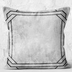 - K11735-Gorsel-2 - Realhomes RealHomes Gri - Siyah Zeminde Çerçeveli Motifli Antik Desenli Dijital Baskılı Yastık Kırlent Kılıfı Realhomes