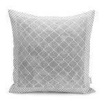 - K11739-Gorsel - Realhomes RealHomes Gri - Beyaz Zeminde Çerçeveli Motifli Geometrik Desenli Dijital Baskılı Yastık Kırlent Kılıfı Realhomes