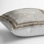 - K11740-Gorsel-3 - Realhomes RealHomes Gri - Kahverngi Zeminde Çerçeveli Motifli Eskitme Desenli Dijital Baskılı Yastık Kırlent Kılıfı Realhomes