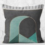 - K11745-Gorsel-2 - Realhomes RealHomes Gri Zeminde Geometrik Motifli Mordern Sanat Desenli Dijital Baskılı Yastık Kırlent Kılıfı Realhomes