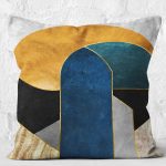 - K11746-Gorsel-2 - Realhomes RealHomes Lacivert Zeminde Geometrik Motifli Mordern Sanat Desenli Dijital Baskılı Yastık Kırlent Kılıfı Realhomes