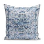 - K11747-Gorsel - Realhomes RealHomes Mavi - Beyaz Zeminde Rustik Motifli Dokuma Desenli Dijital Baskılı Yastık Kırlent Kılıfı Realhomes