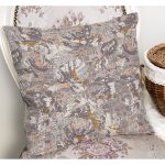 RealHomes Krem - Gri Zeminde Örgü Motifli Otantik Desenli Dijital Baskılı Yastık Kırlent Kılıfı Realhomes